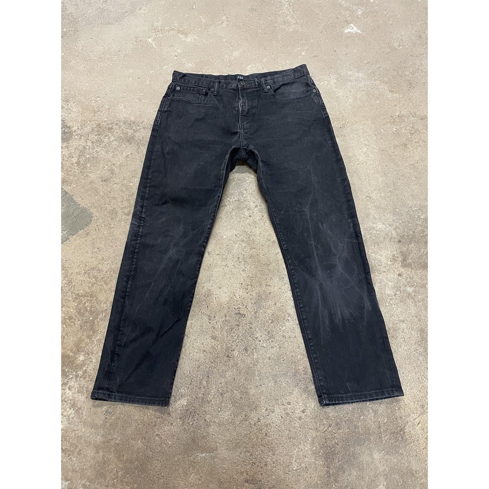 Gap Athletic STR B Jeans Mens 34x30 Black Athletic Straight Leg‎ Zip Fly Stretch